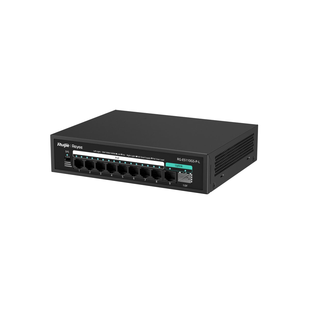 Switch PoE No Administrado Ruijie Reyee RG‑ES110GS‑P‑L – 10 Puertos Gigabit – 120W – 9 GE + 1 SFP