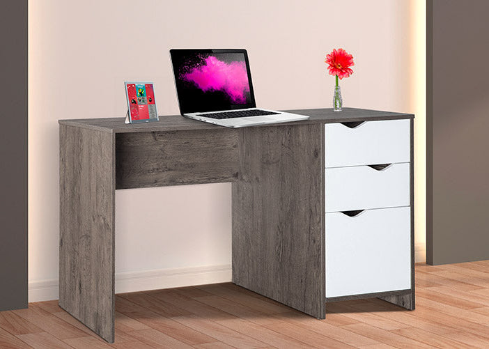 Escritorio para computadora – Xtech XTF‑CD208 – Un nivel con gavetas y gabinete con puerta – Marco de acero negro y superficie color haya