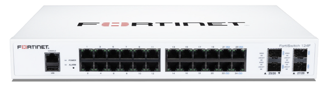 Conmutador gestionado – Fortinet FortiSwitch 124F – 24 x Gigabit + 4 x SFP+ – FS‑124F