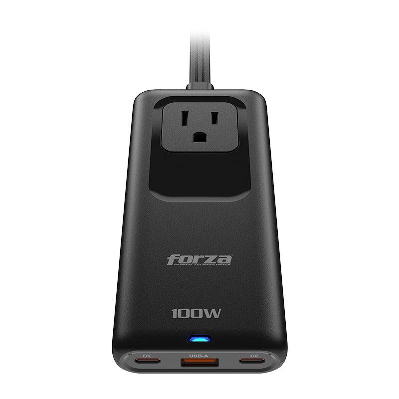 Cargador GaN Forza PS‑1100USBC – 100W – USB‑A + USB‑C – Negro