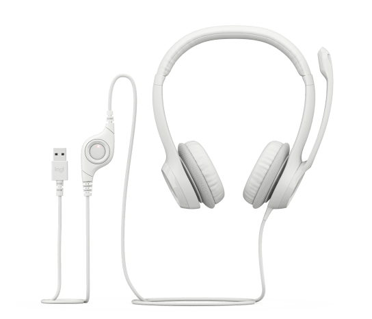 Auriculares Logitech H390 – Diadema – USB‑A – Micrófono con Supresión de Ruido – Blanco Hueso