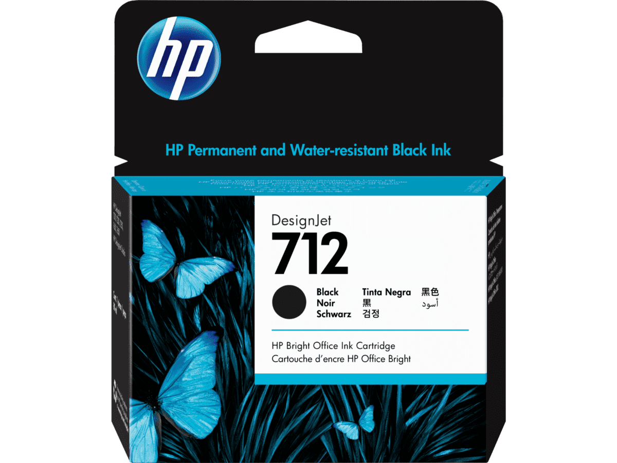 Cartucho de Tinta Negra – HP 712 DesignJet – Original – 38 ml – 3ED70A