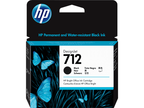 Cartucho de Tinta Negra – HP 712 DesignJet – Original – 80 ml – 3ED71A