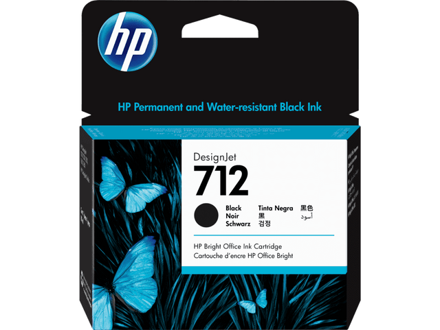 Cartucho de Tinta Negra – HP 712 DesignJet – Original – 80 ml – 3ED71A