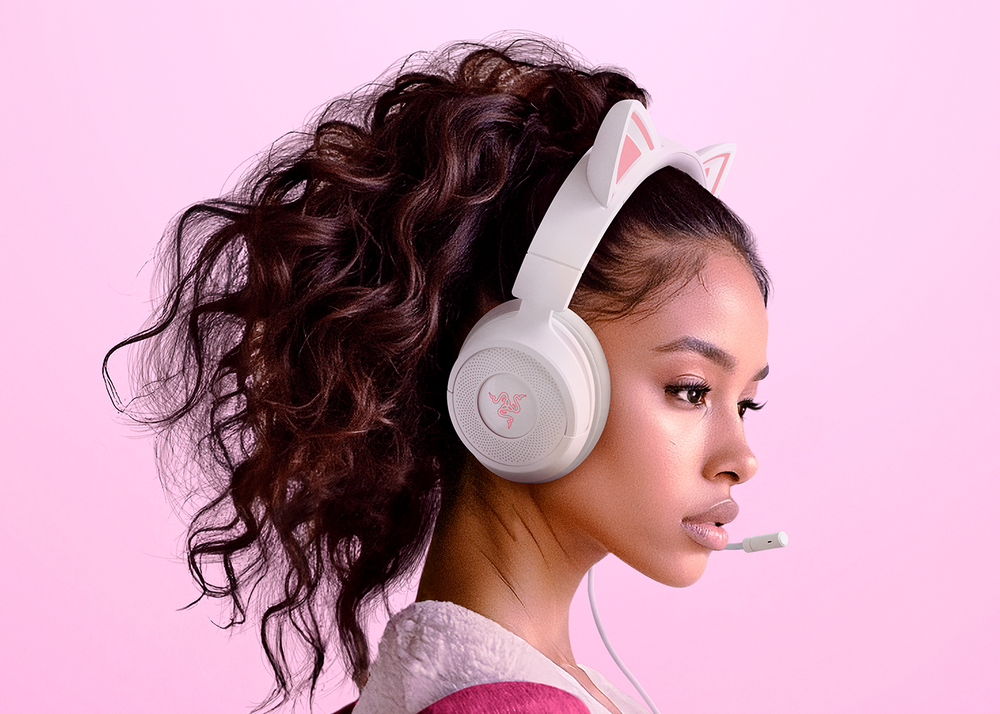 Headset gamer con cable – Razer Kraken Kitty V3 X – Blanco – RZ04‑05350300‑R3U1