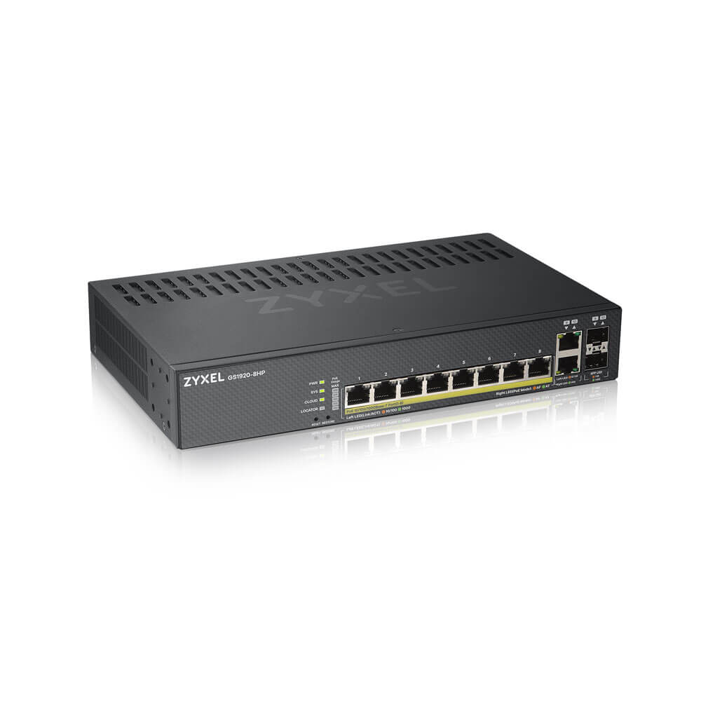 Switch Inteligente Gigabit PoE+ 8 Puertos 2 SFP Combinados ZyXEL GS1920-8HPv2