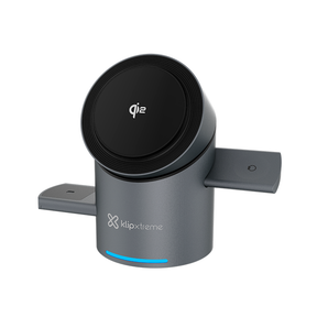 Estación de Carga Inalámbrica Klip Xtreme KDC‑400 – 15W – 3‑en‑1 – Certificación Qi2 – Negro