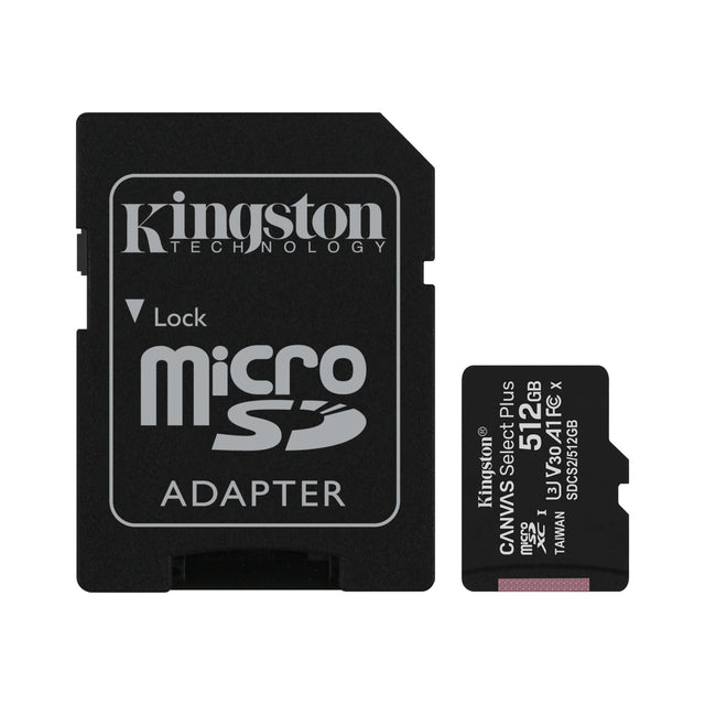 Tarjeta microSD de alto rendimiento Kingston Canvas Select Plus 512 GB con adaptador SD