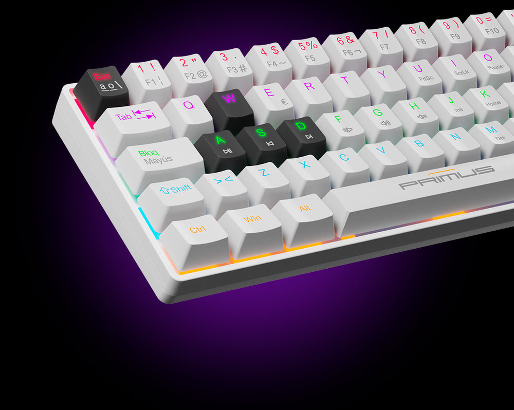 Teclado Primus Gaming BALLISTA61T PKS-060W-S – Cableado / Español / USB 2.0 / Diseño Ergonómico – Negro/Blanco