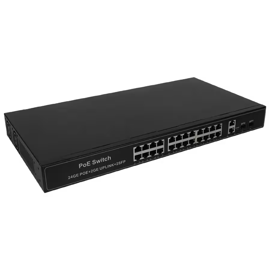 Switch PoE de 24 puertos – 10/100/1000 Mbps – SPTLINE SP1024K‑P24‑2S