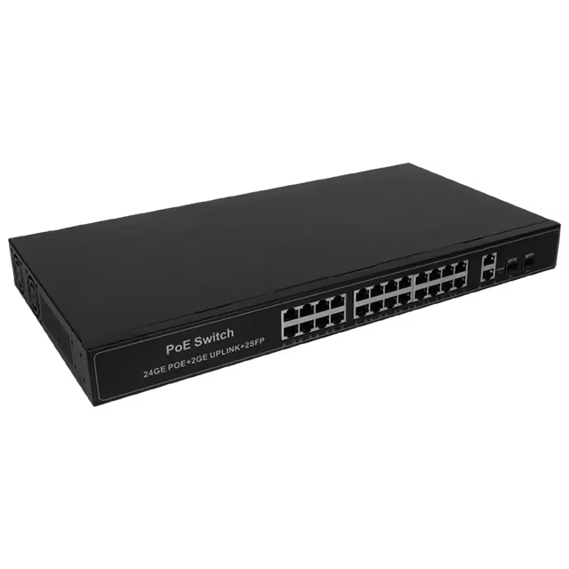 Switch PoE de 24 puertos – 10/100/1000 Mbps – SPTLINE SP1024K‑P24‑2S