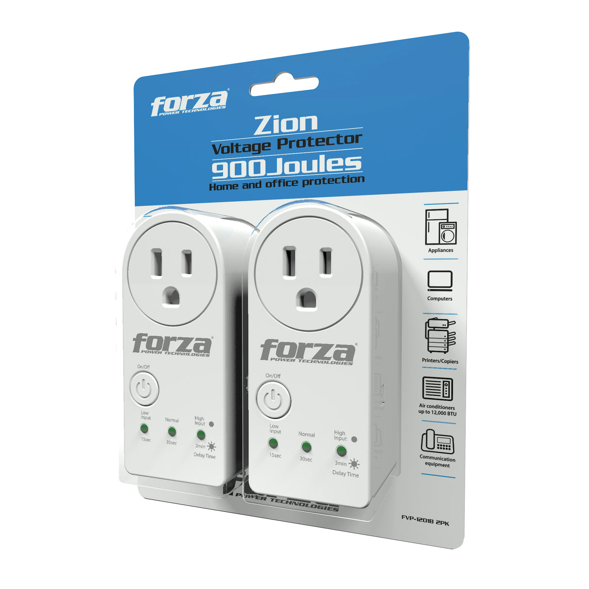Protector de Voltaje Zion 2‑Pack – Forza – 900J / 1800W – 120V