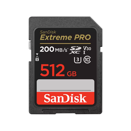 Tarjeta de Memoria SDXC 512GB SanDisk Extreme Pro UHS‑I – V30/U3/Class10 – SDSDXXD‑512G‑GN4IN  