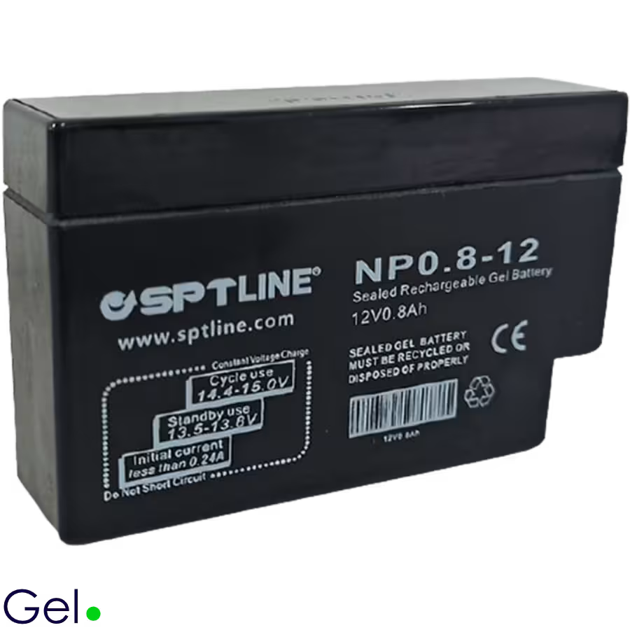 Batería SPTLINE 12V 0.8Ah – Gel Sellada – Libre de Mantenimiento – Larga Vida Útil