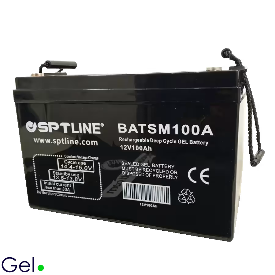 Batería de Gel SPTLINE 12V 100Ah (BATSM12V100AH) – Ciclo Profundo – Libre de Mantenimiento – Panel Solar / UPS