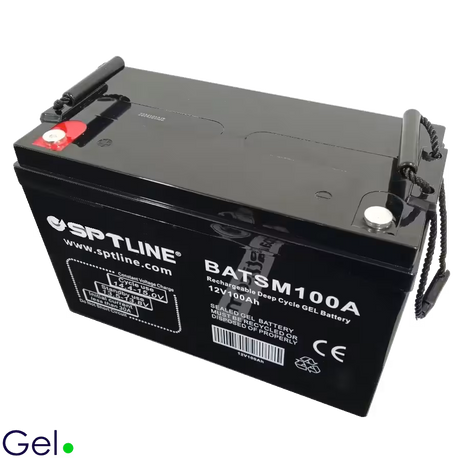 Batería de Gel SPTLINE 12V 100Ah (BATSM12V100AH) – Ciclo Profundo – Libre de Mantenimiento – Panel Solar / UPS