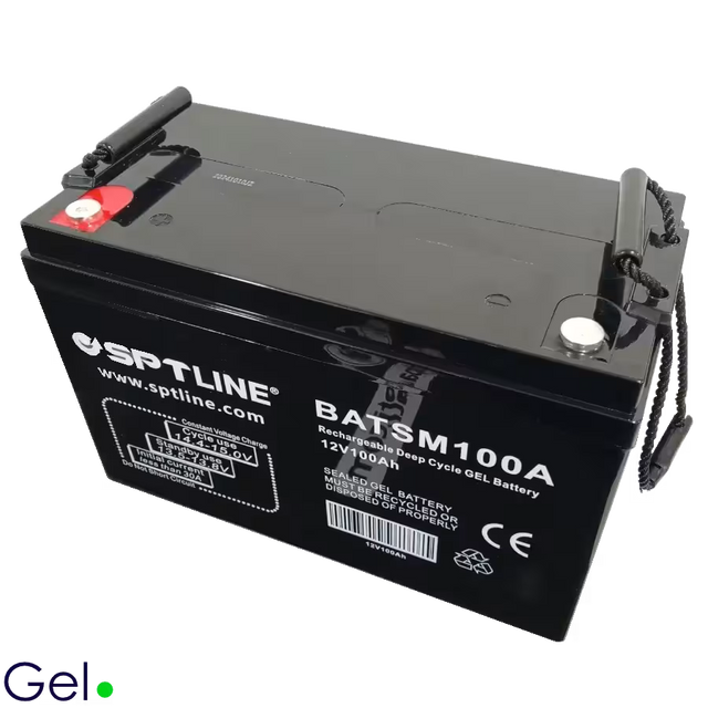 Batería de Gel SPTLINE 12V 100Ah (BATSM12V100AH) – Ciclo Profundo – Libre de Mantenimiento – Panel Solar / UPS
