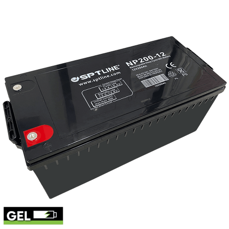 Batería de Gel SPTLINE BAT12V200A – 12V 200Ah – Ciclo Profundo – Sin Derrames – Cero Emisión de Gases