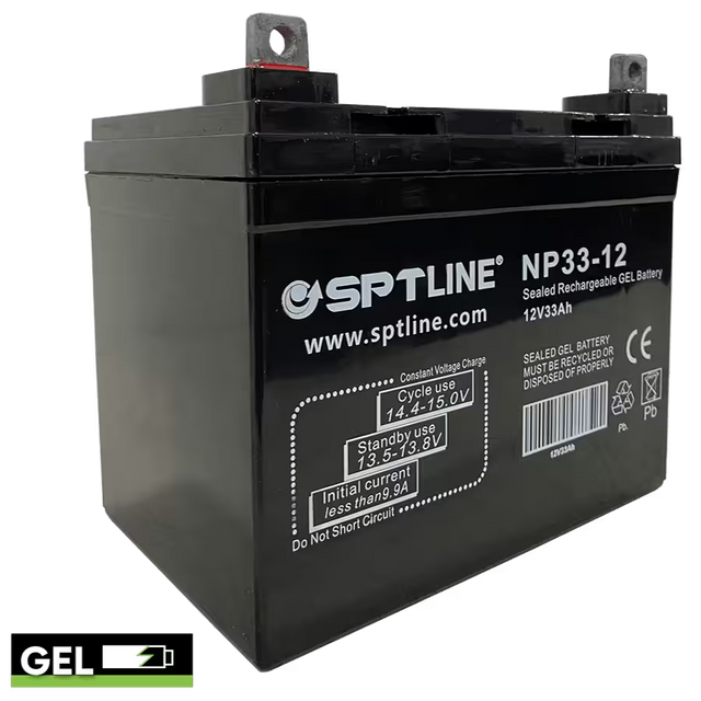 Batería de Gel SPTLINE 12V 33Ah (BAT12V33A) – Sellada VRLA – Cero Derrames – Baja Autodescarga