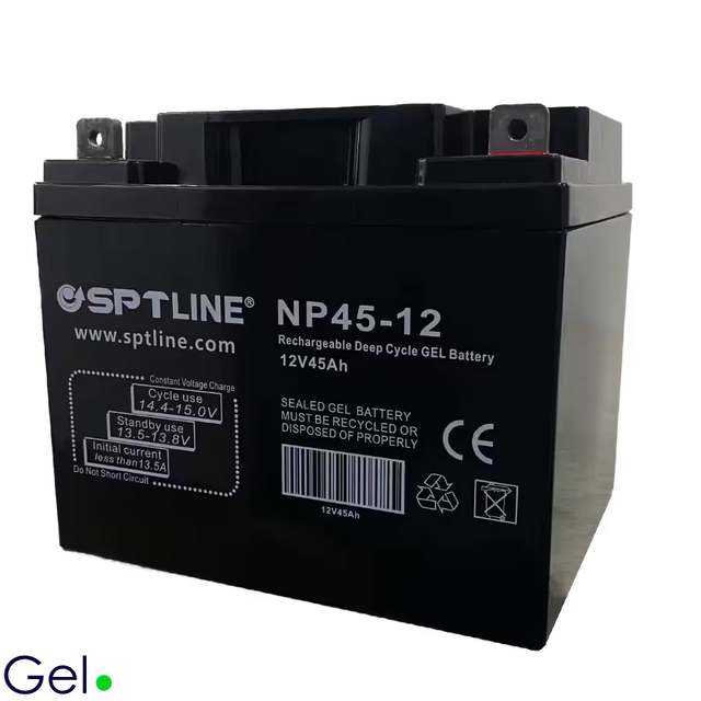 Batería de Gel SPTLINE 12V 45Ah – Sellada VRLA – Cero Derrames – Baja Autodescarga
