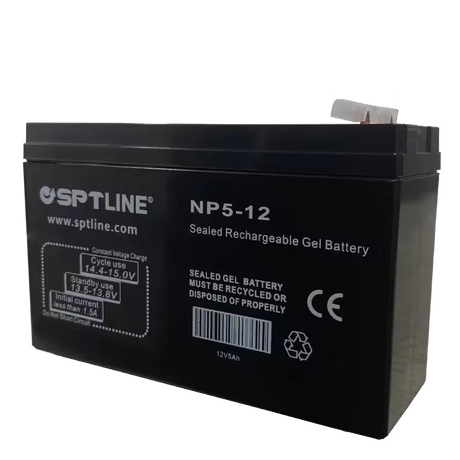 Batería de Gel SPTLINE 12V 5Ah – Sellada – Libre de Mantenimiento – Respaldo para UPS / Alarmas