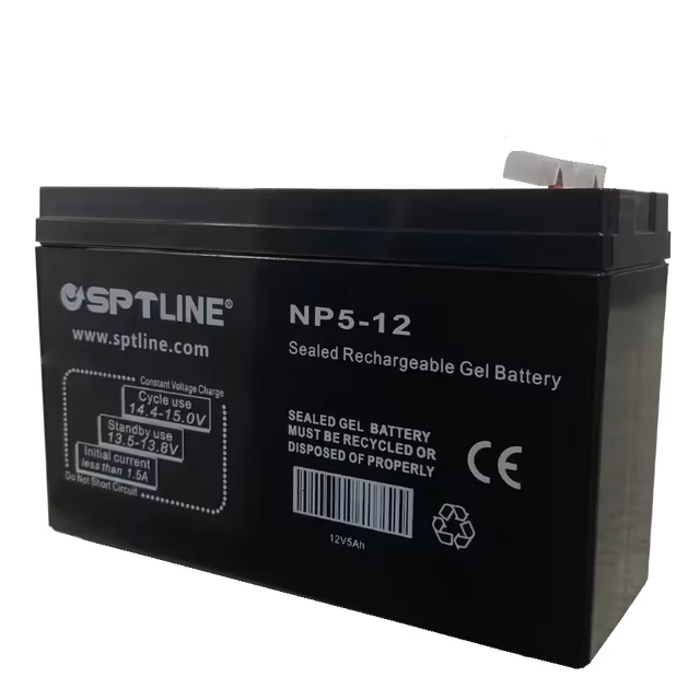 Batería de Gel SPTLINE 12V 5Ah – Sellada – Libre de Mantenimiento – Respaldo para UPS / Alarmas