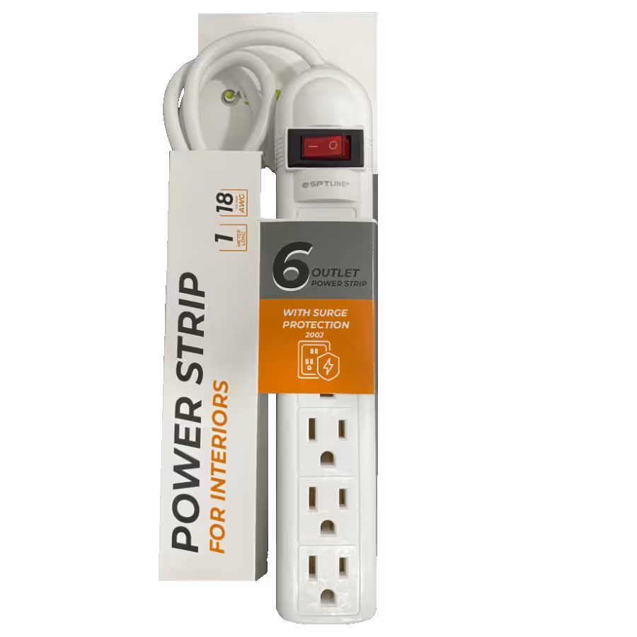 Regleta SPTLINE SP‑R6T – 6 Tomas de Corriente – Protección contra Sobretensiones