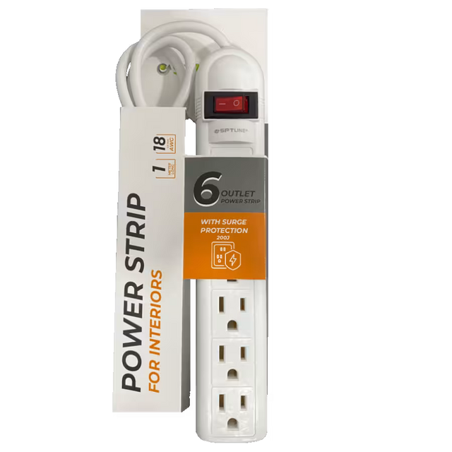 Regleta SPTLINE SP‑R6T – 6 Tomas de Corriente – Protección contra Sobretensiones