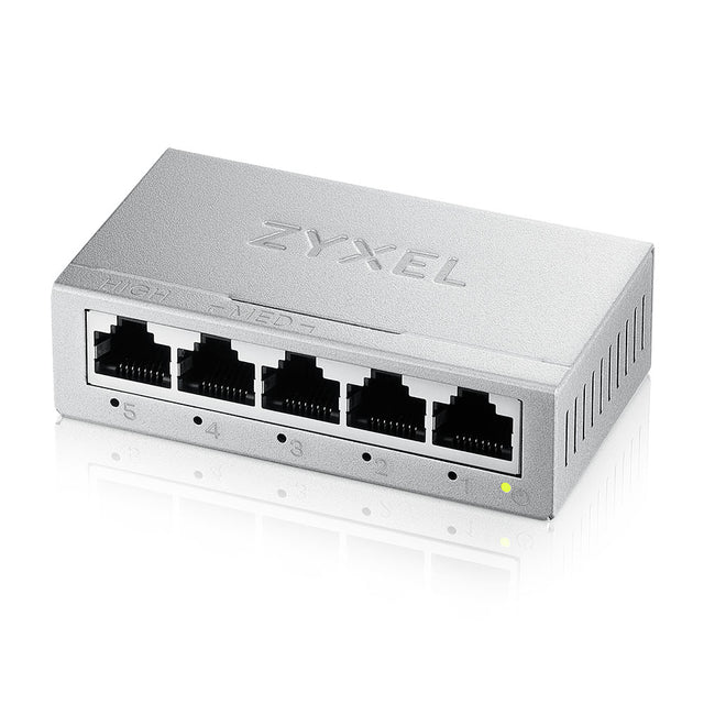 Switch ZyXEL GS105B v5 – 5 puertos – Gigabit – QoS – Fanless – Metal Housing – Plug & Play