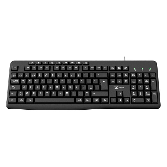 Teclado multimedia Xtech XTK‑140S – Español – USB – 105 teclas – Perfil bajo – Negro