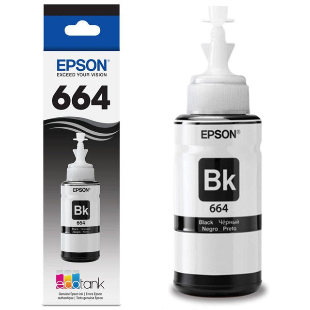 Recarga de Tinta Negra – Epson T664 – 70ml – Original – EcoTank – T664120‑AL