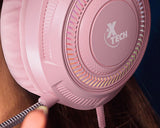 Auriculares Gaming Cableados Xtech Khione Rosados / LED / Micrófono / 40mm