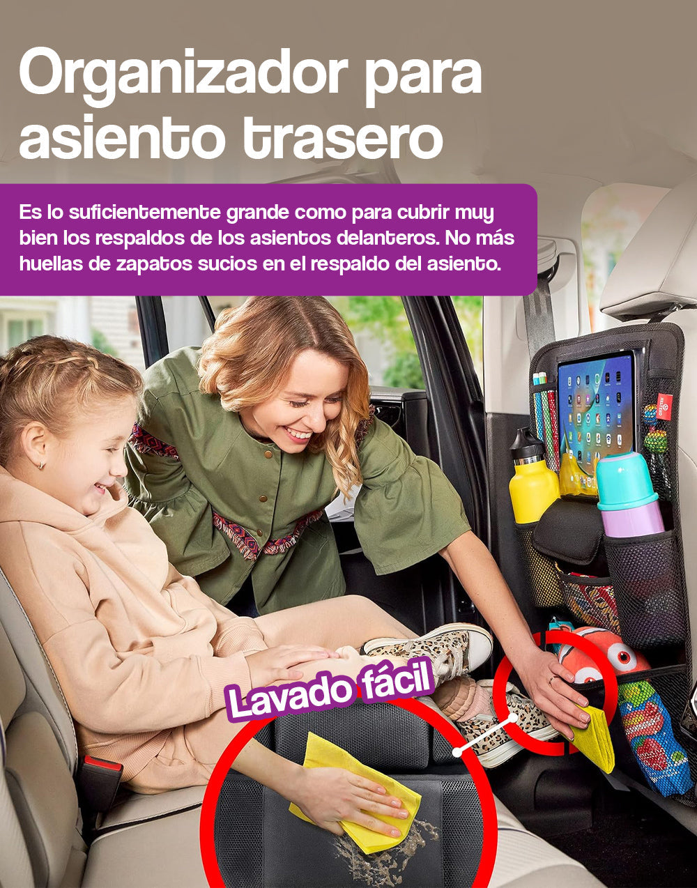 Organizador para asiento trasero