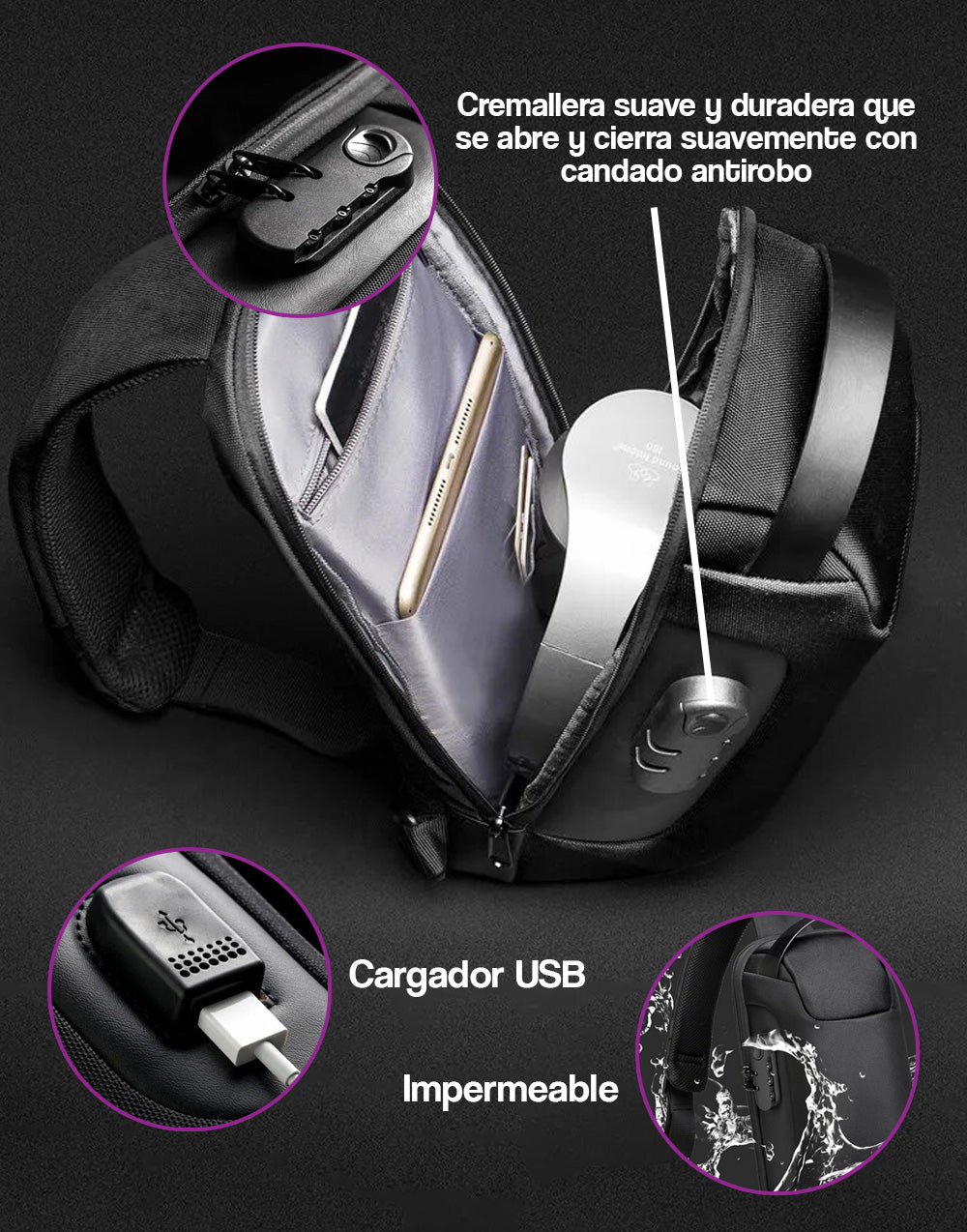 Bolso cruzado con diseño antirobo