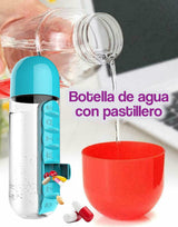 Termo o botella de agua con pastillero