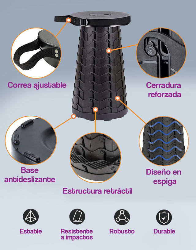 Taburete plegable portátil de plástico