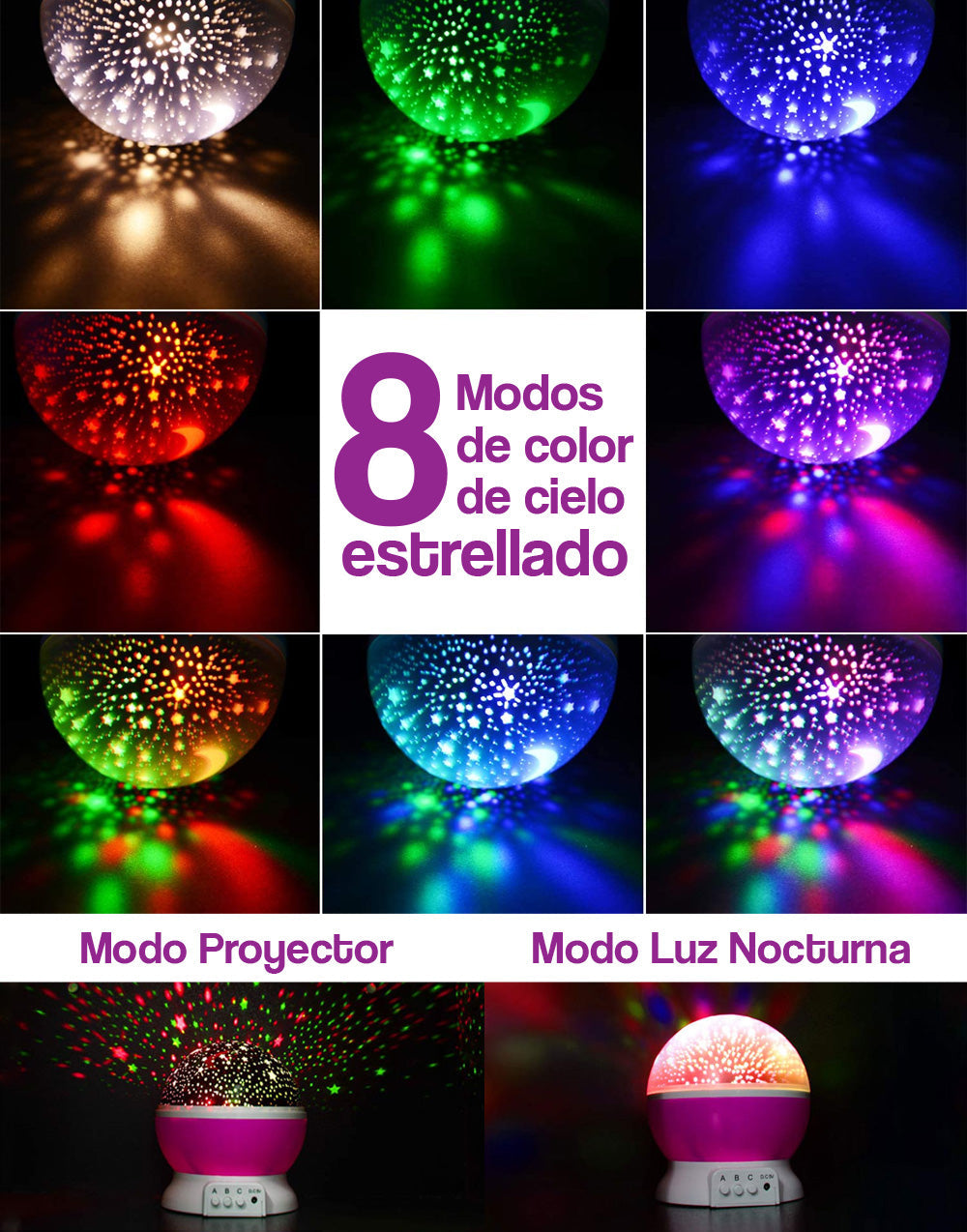 Proyector de estrellas de luz nocturna LED para niños